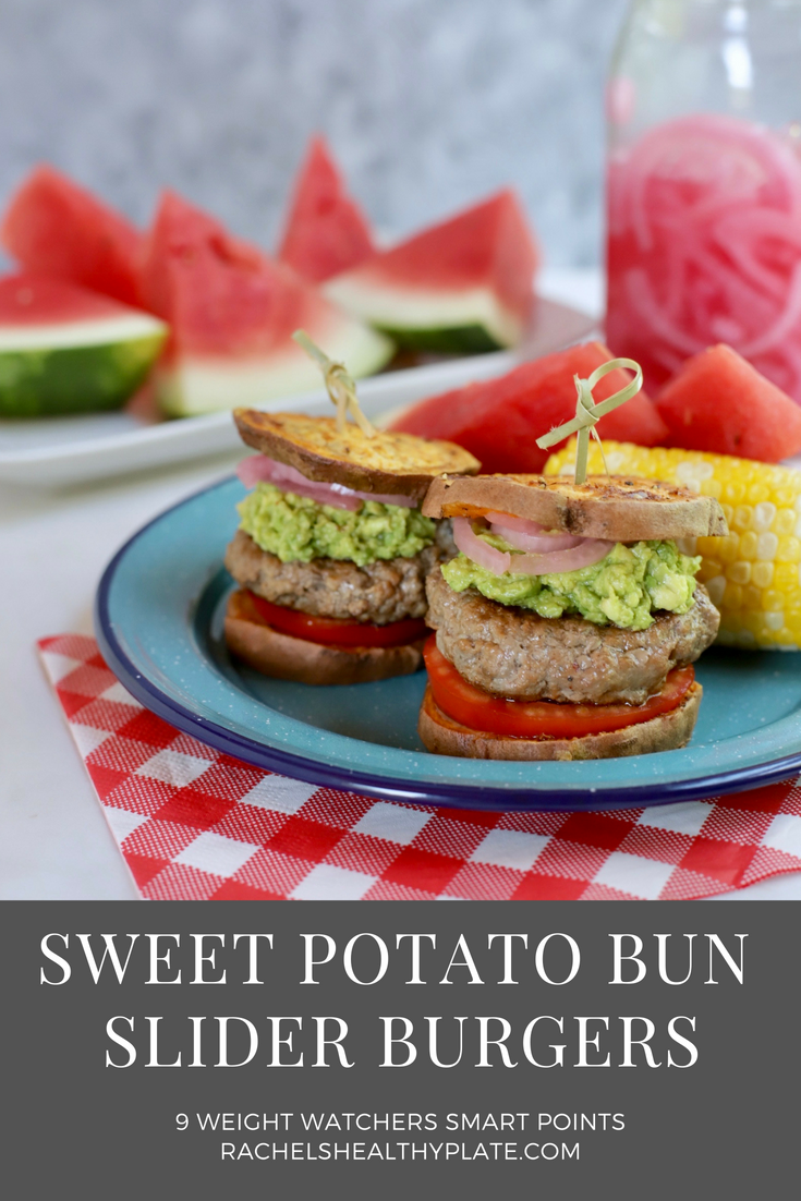 Sweet Potato Bun Slider Burgers - 9 Weight Watchers Smart Points | RachelsHealthyPlate.com