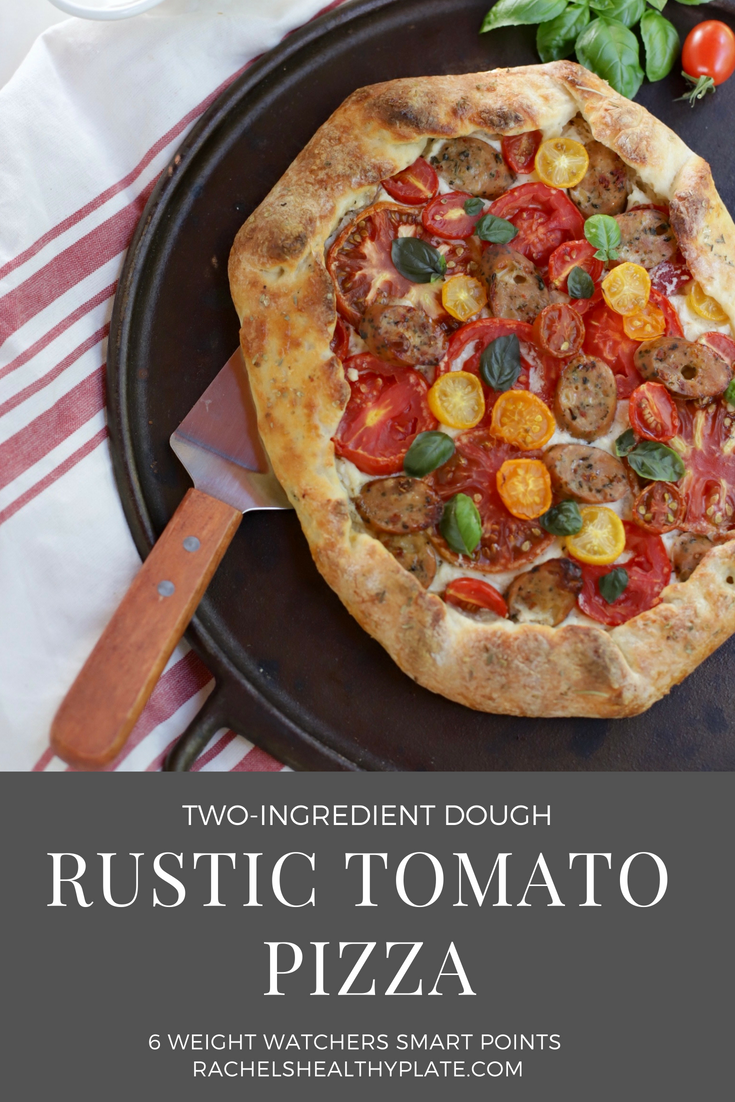 Easy Rustic Tomato Pizza with Two-Ingredient Dough - 6 Weight Watchers Smart Points | RachelsHealthyPlate.com