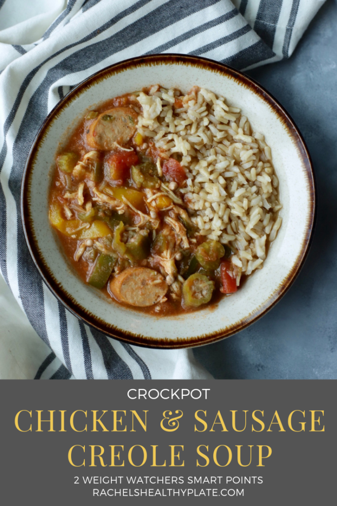 Chicken & Sausage Creole Soup in the Crockpot! - 2 Weight Watchers Smart Points Each | Rachelshealthyplate.com