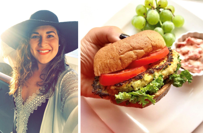 Zucchini Burgers w/ Red Pepper Aioli - 3 Weight Watchers Smart Points | @Shermgetsinshape recipe featured on Rachelshealthyplate.com