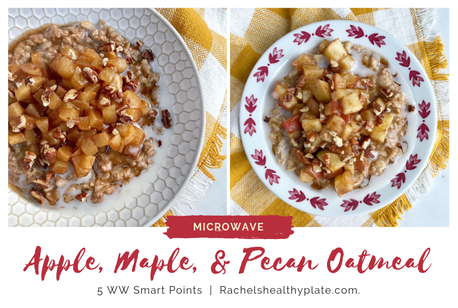 Apple, Maple, & Pecan Oatmeal - Microwave ready in minutes! 5 WW Smart Points | Rachelshealthyhome.com 