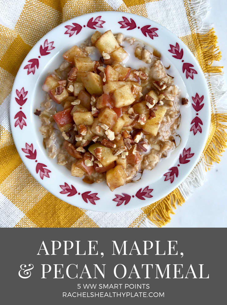 Apple, Maple, & Pecan Oatmeal - Microwave ready in minutes! 5 WW Smart Points | Rachelshealthyhome.com