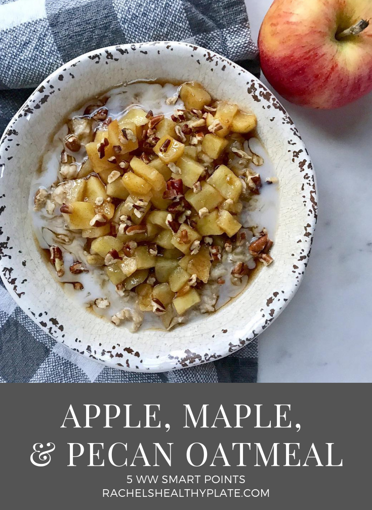 Apple, Maple, & Pecan Oatmeal - Microwave ready in minutes! 5 WW Smart Points | Rachelshealthyhome.com