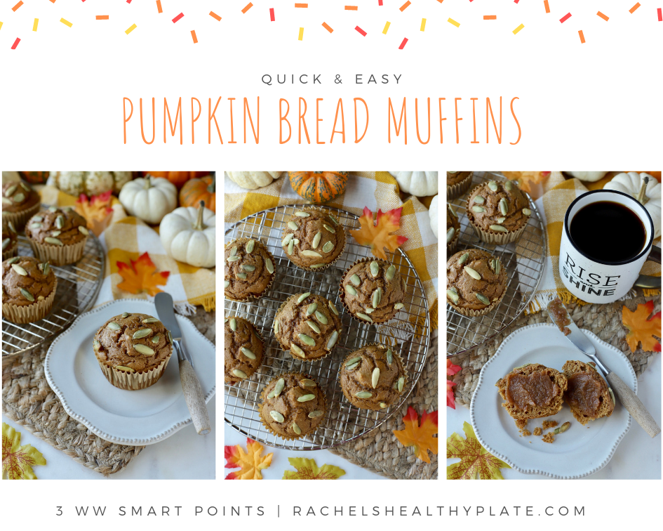 Pumpkin Bread Muffins - 3 WW Smart Points | Rachelshealthyplate.com