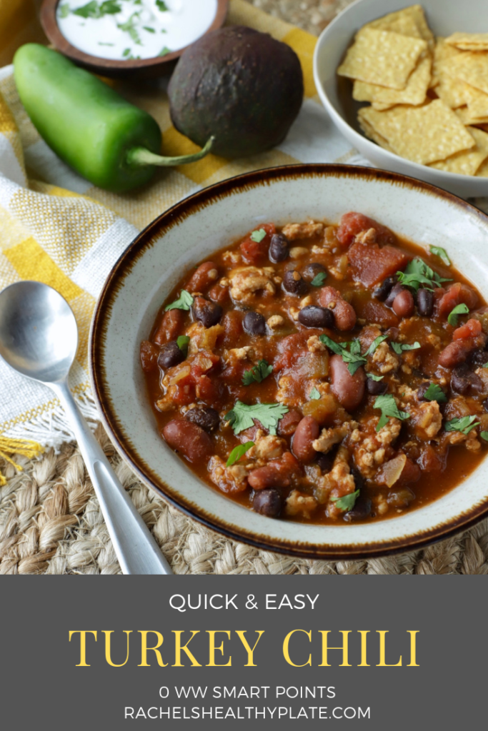 Quick & Easy Turkey Chili - 0 WW Smart Points | Rachelshealthyplate.com