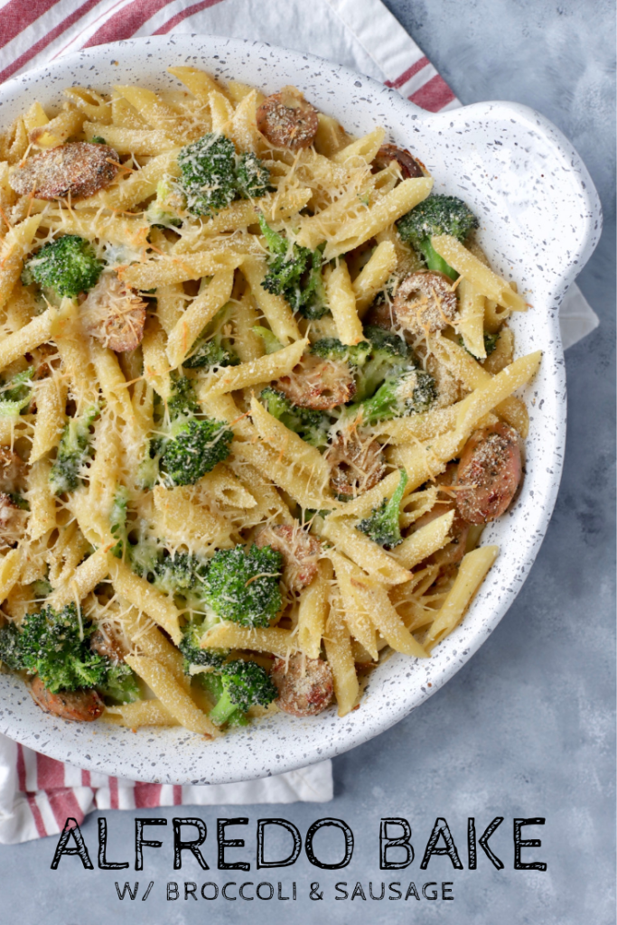Alfredo Bake with Broccoli and Sausage - 8 WW Smart Points, 225 Calories | RachelsHealthyPlate.com | #WW #smartpoints #alfredo