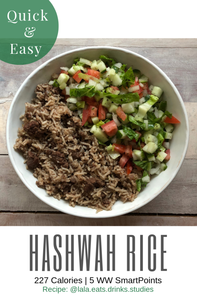 Hashwah Rice - 227 Calories & 5 WW SmartPoints - @lala.eats.drinks.studies recipe featured on RachelshealthyPlate.com | #WW #SmartPoints "#hashwah
