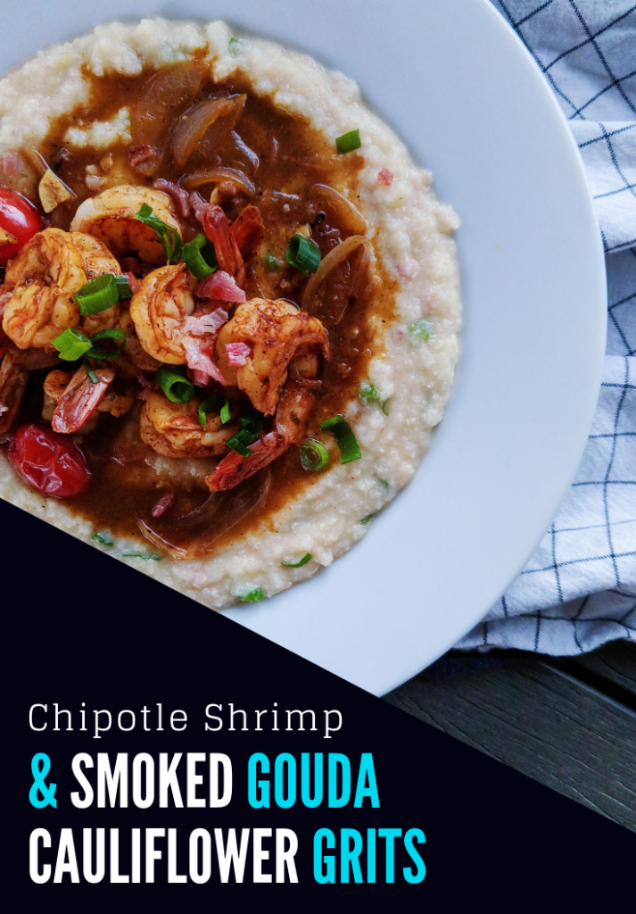 Chipotle Shrimp & Cauliflower Grits - 4 WW Smartpoints | @dwardcooks recipe featured on rachelshealthyplate.com