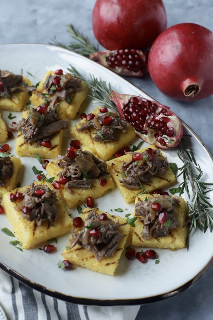 Pomegranate Braised Short Ribs Served Two Ways! | Appetizer or Entree | RachelsHealthyPlate.com | #shortribs #pomegranate #ww