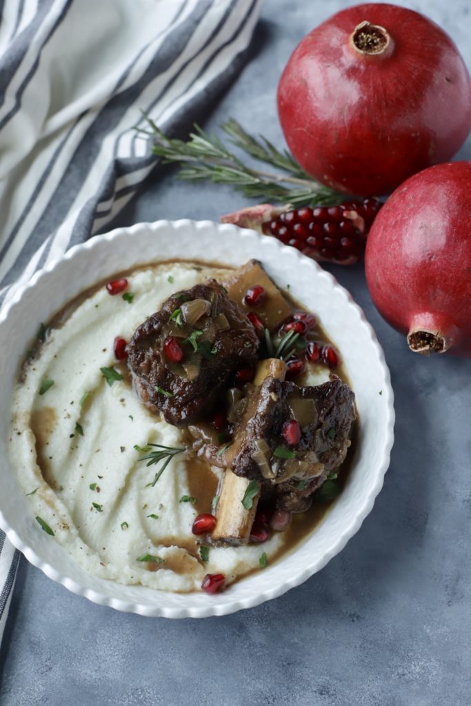 Pomegranate Braised Short Ribs Served Two Ways! | Appetizer or Entree | RachelsHealthyPlate.com | #shortribs #pomegranate #ww