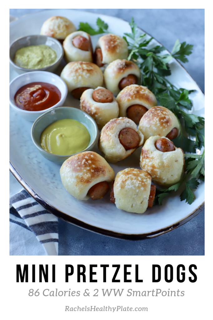 Mini Pretzel Dogs - 86 Calories & 2 WW SmartPoints | RachelsHealthyPlate.com - #ww #smartpoints #pretzels #appetizer