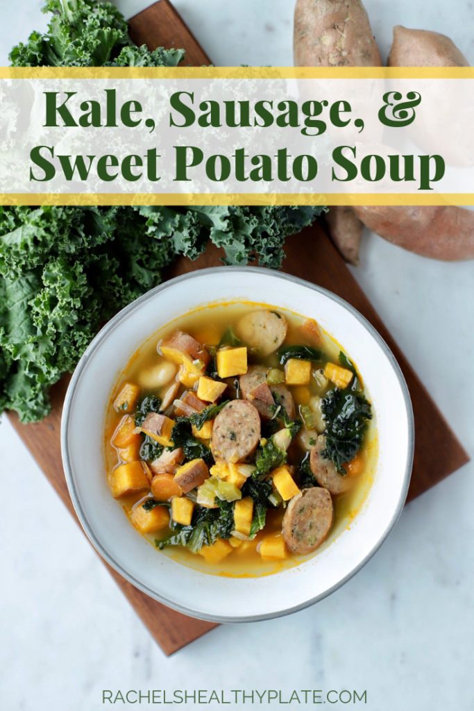 Kale, Sausage, & Sweet Potato Soup - 5 WW SmartPoints & 217 Calories | Rachelshealthyplate.com | #ww #smartpoints #healthysoup