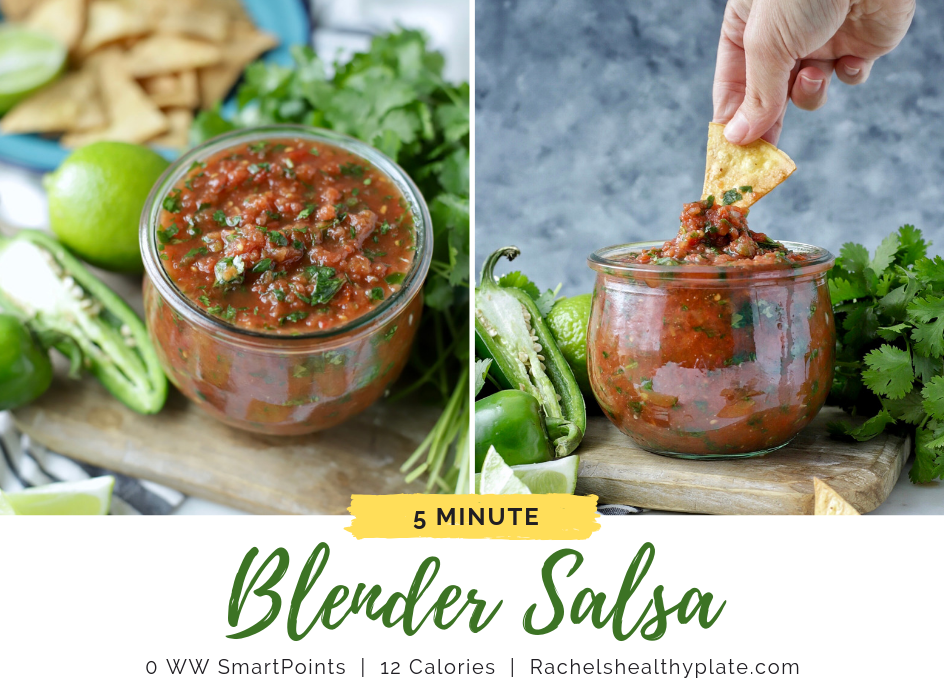 Simple & Healthy Blender Salsa - 0 WW SmartPoints & 12 Calories - Great for meal prep and parties! | Rachelshealthyplate.com | #WW #smartpoints #salsa #mealprep