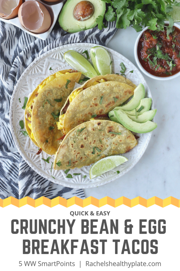 Crunchy Breakfast Tacos - Quick & Easy - 5 WW SmartPoints | Rachelshealthyplate.com | #ww #smartpoints #tacos #breakfasttacos