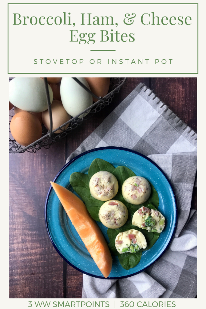 Broccoli, Ham, & Cheese Egg Bites - Stovetop OR Instant Pot - 3 WW SmartPoints | 360 Calories | Rachelshealthyplate.com | #ww #weightwatchers #smartpoints #eggbites