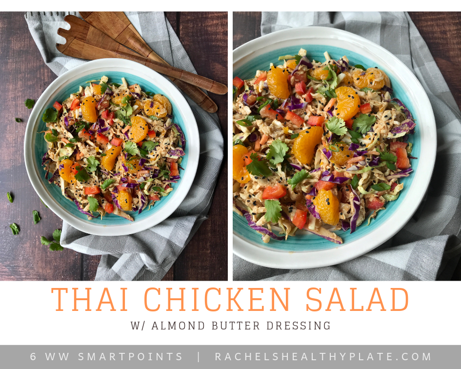 Thai Chicken Salad - 6 WW SmartPoints - Great for meal prep! | Rachelshealthyplate.com | #weightwatchers #ww #smartpoints #mealprep #chickensalad