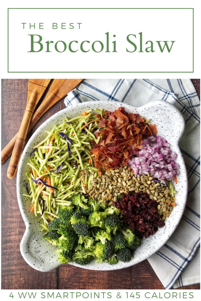 Broccoli Slaw - Ready in 10 minutes! | 4 WW SmartPoints & 145 Calories | Rachelshealthyplate.com | #ww #weightwatchers #smartpoints #potluck #broccolislaw