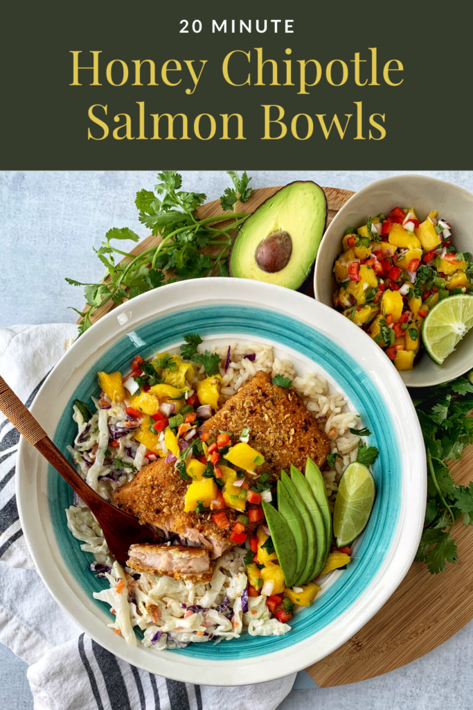 Honey Chipotle Salmon Bowl WW Rachelshealthyplate.com