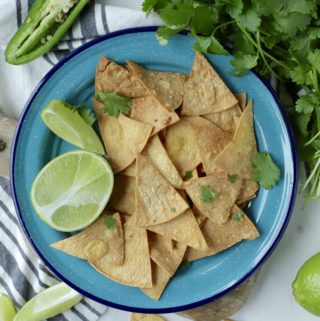 Healthy Air Fryer Tortilla Chips - 4 WW SmartPoints & 120 Calories | Rachelshealthyplate.com | #WW #SmartPoints #Airfryer #tortillachips